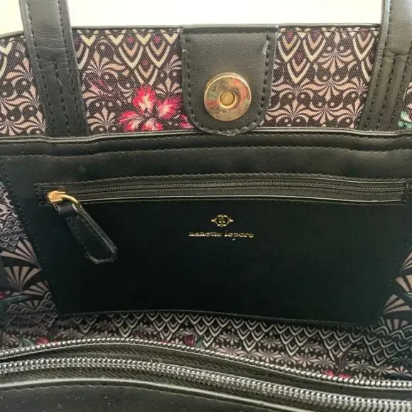 Nanette Lepore Purse Handbag McKenna Black Shouter Tote Handbag Bag - Picture 9 of 13
